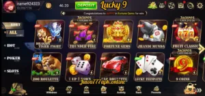 Lucky 9 Game interface screenshot